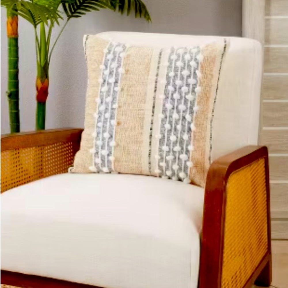 Textured Woven Striped Throw Pillow Cover - Saro Lifestyle